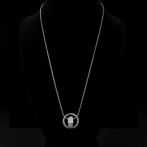 Silver & Gold-Tone Circle Pendant Necklace – Sparkling Crystal Accents